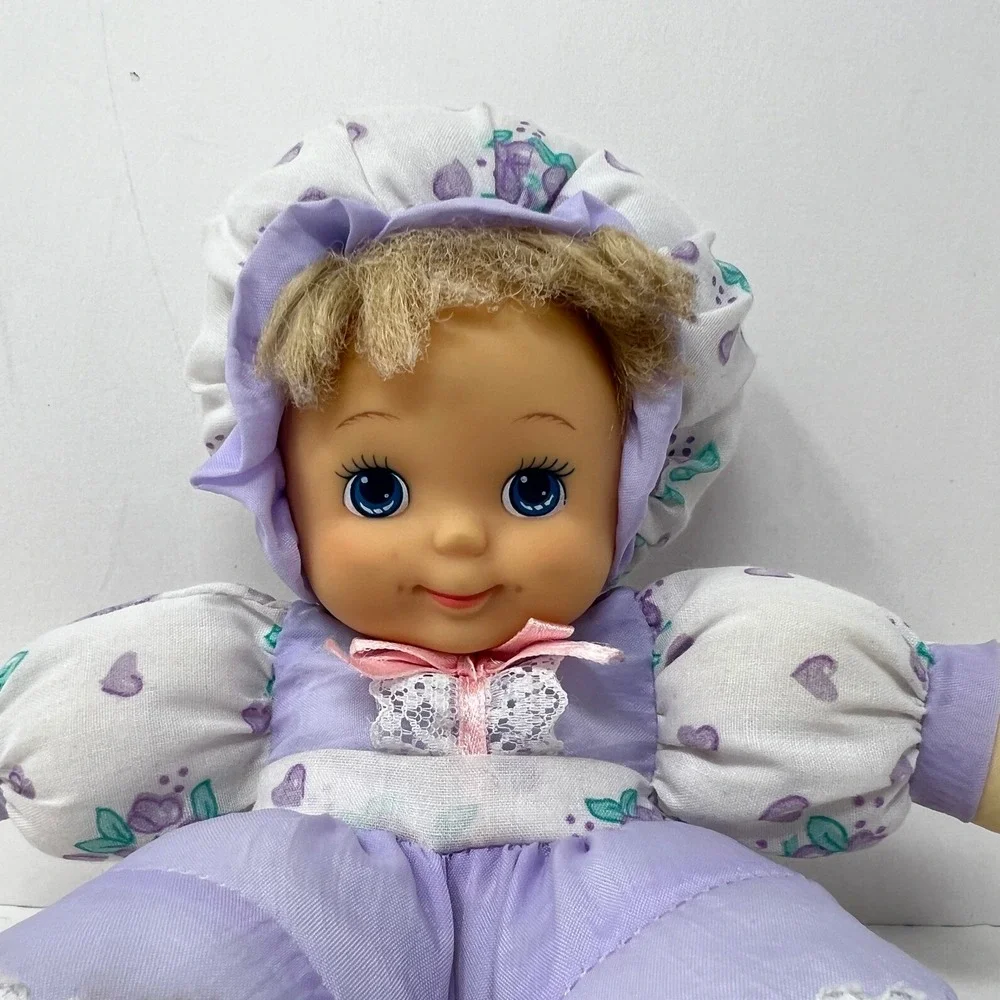 Loving Wonders Soft Luv Baby Doll 8 Inch Purple Floral Nylon Plush Vintage 90s